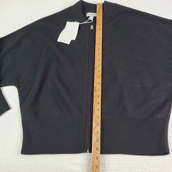 COS L Wool Black Large Full Zip Cardigan Office Career Business - Picture 8 of 12
